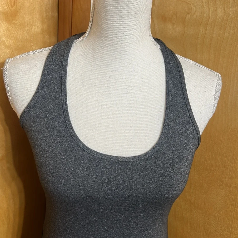 Lululemon Dark Grey With Black Stripes Down Sides Cool Racerback Tank SE